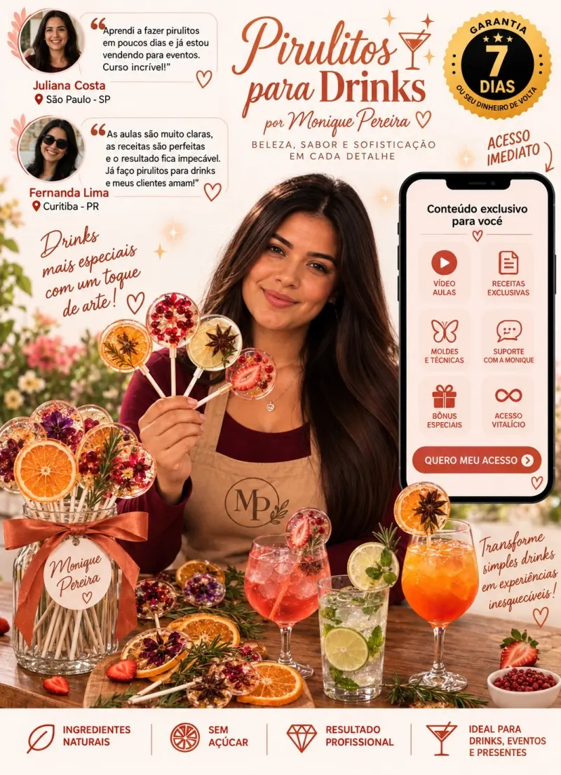 Pirulitos para Drinks por Monique Pereira — garantia de 7 dias
