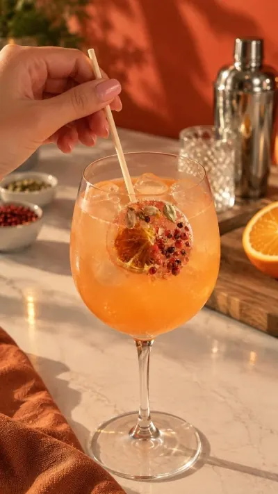 Pirulito com laranja em drink